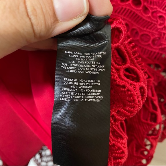 Self Portrait Red Star High Neck Guipure Lace Paneled Mini Dress Size 4 NWT - Picture 8 of 14